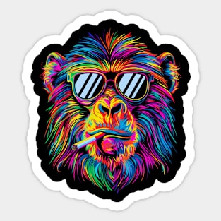 Baboon Monkey Sunglasses Smoking Cigarette Pop Art Sticker